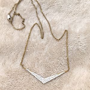 V rhinestone pavé necklace